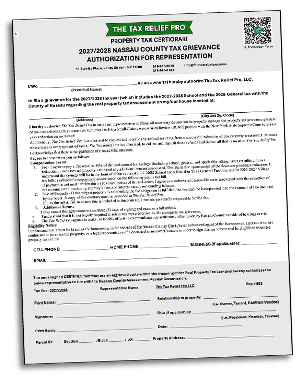 Nassau County tax grievance authorization form