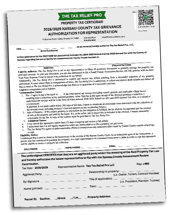 Nassau County tax grievance authorization form
